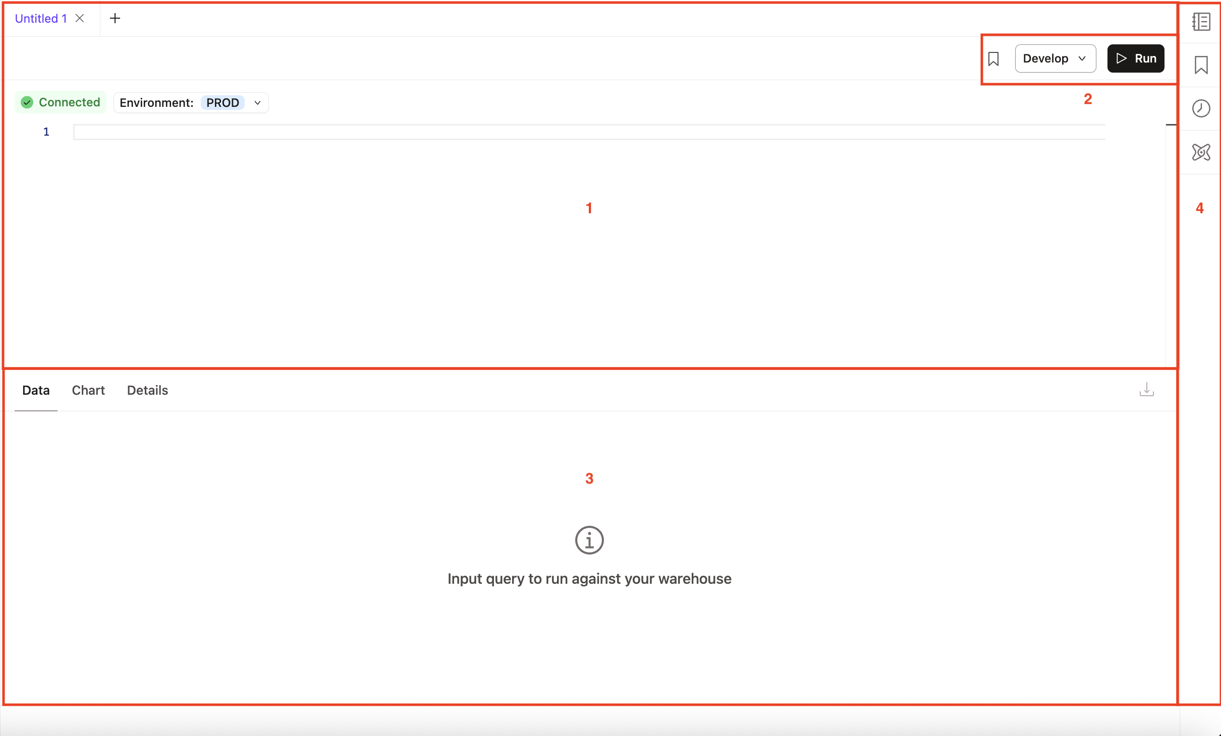 dbt Insights main interface with blank query editor